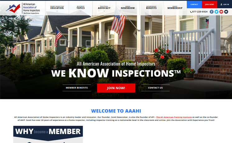 All American Association of Home Inspectors increases membership with website design and SEO