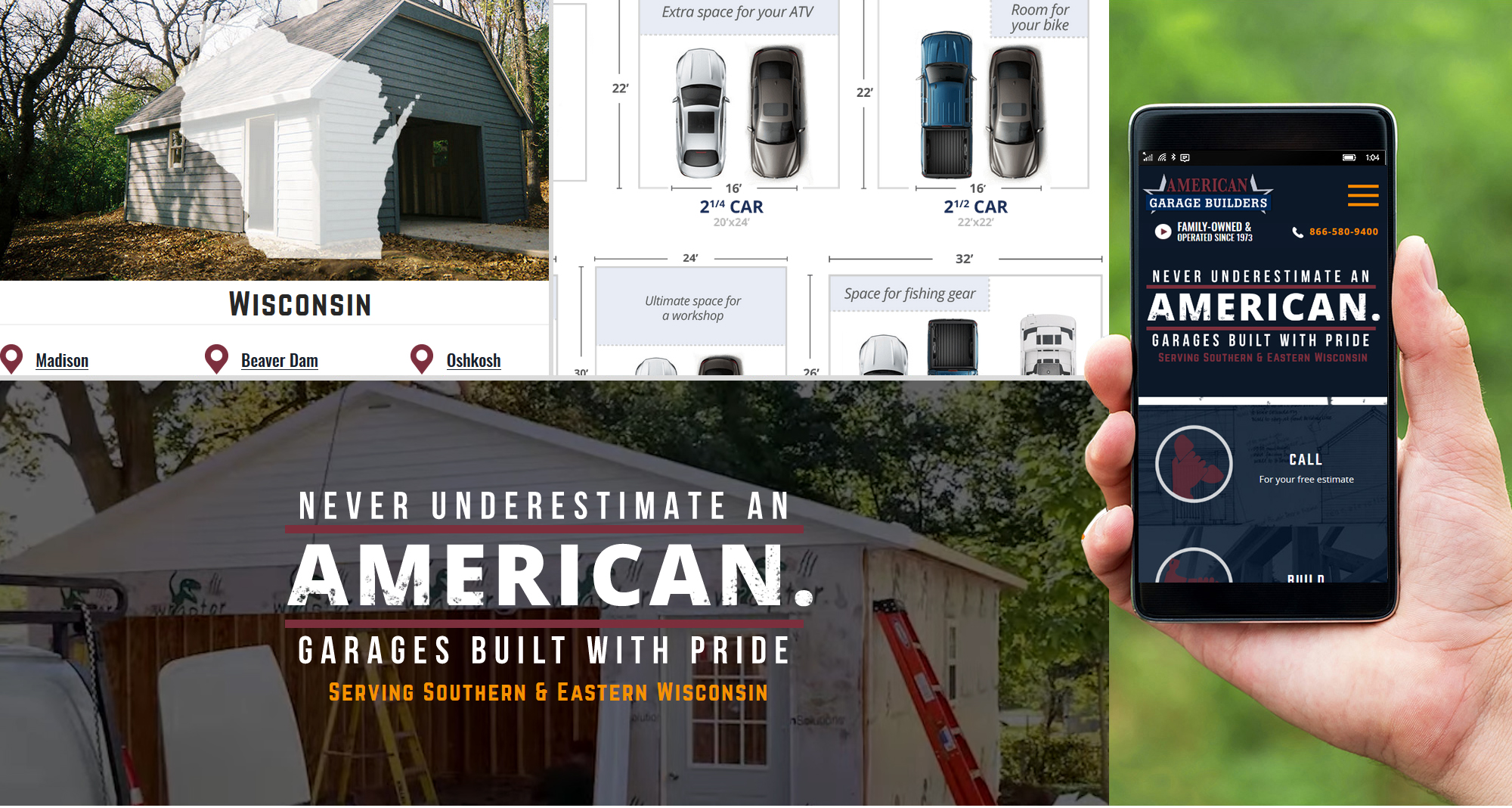 Milwaukee web design and development for American Garage Builders