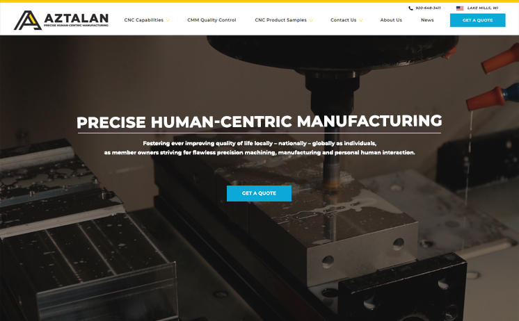 Screenshot example of Aztalan Engineering website home page