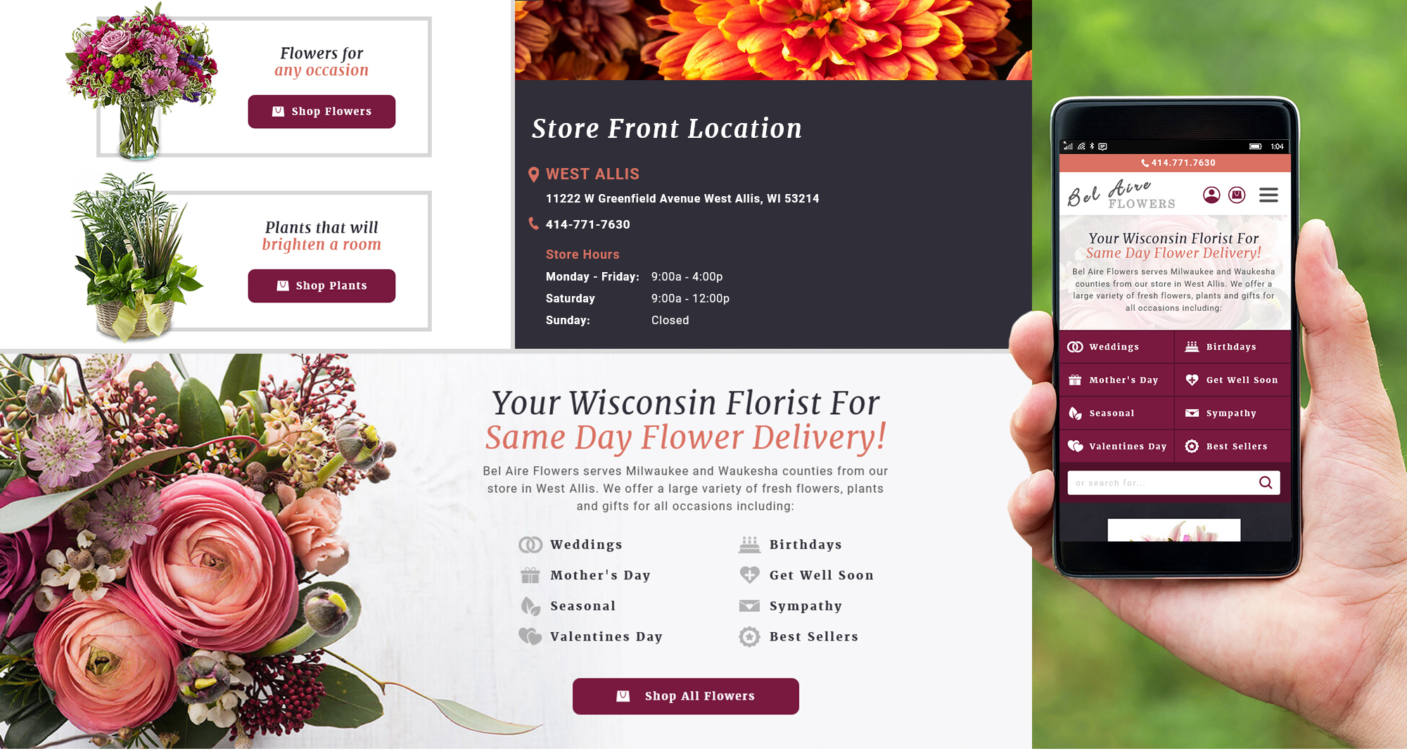 Milwaukee web marketing for Belaire FLowers