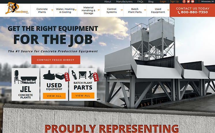 Waukesha iNET website design and development for concrete production equipment supplier