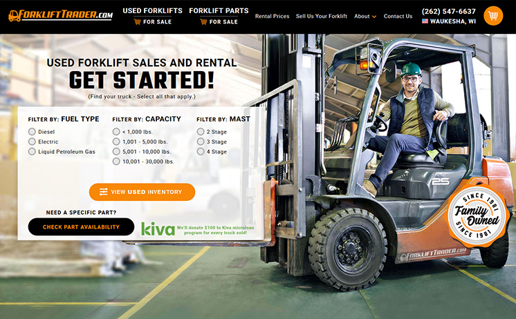 Milwaukee web design for Forklift Trader