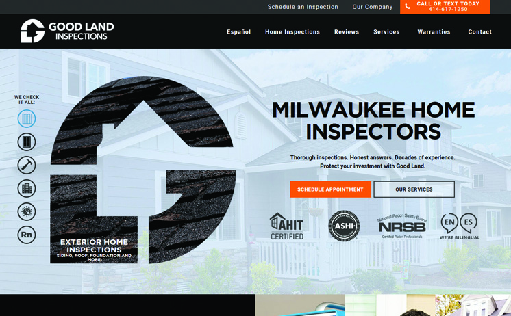 Good Land Home Inspections increases business with website design and SEO
