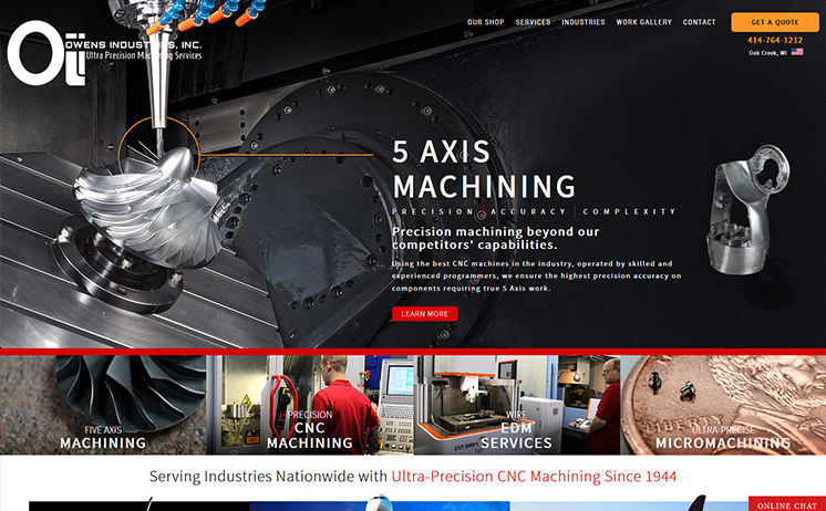 Wisconsin precision machining shop relies on iNET's innovative website marketing strategies in reaching out to customers Nationwide