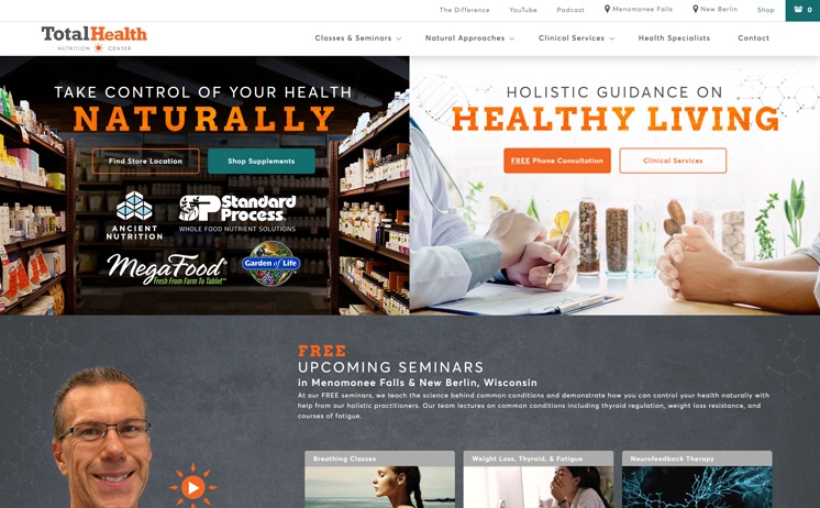 Milwaukee web design for Total Health Nutrition Center