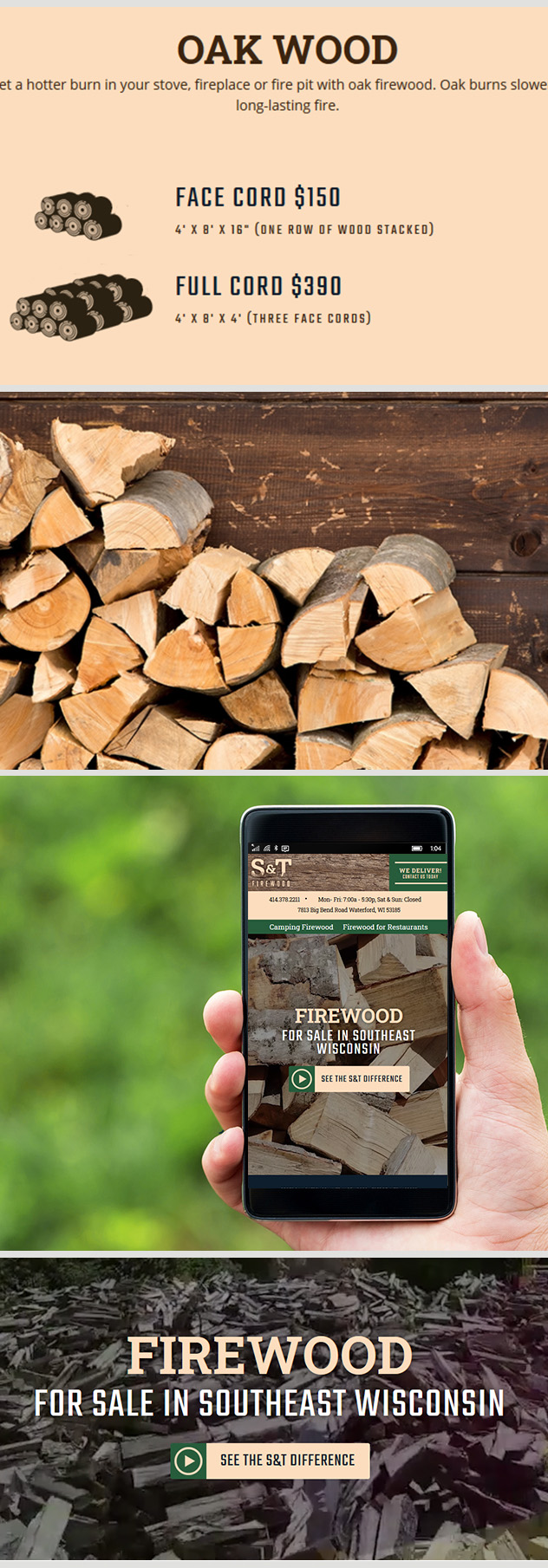 Milwaukee web design and development for S&T Firewood