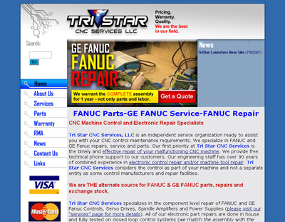 The 2007 TriStar CNC Waukesha website design