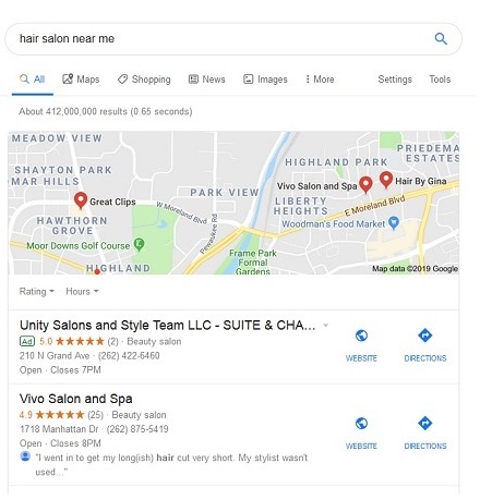 We research the highest ranking Google results Hair salon Website Design in Milwaukee, WI