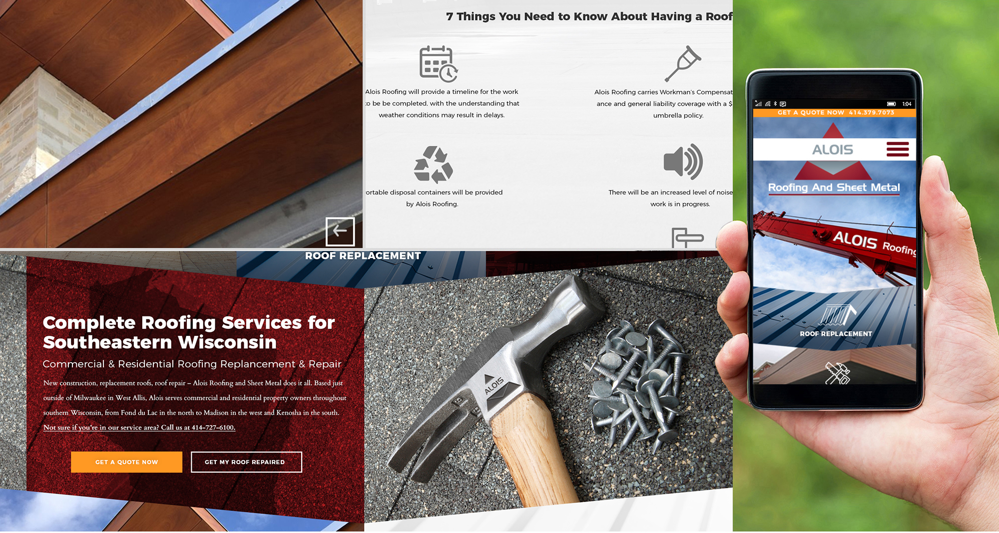 Milwaukee web design and development for Alois Roofing and Sheet Metal