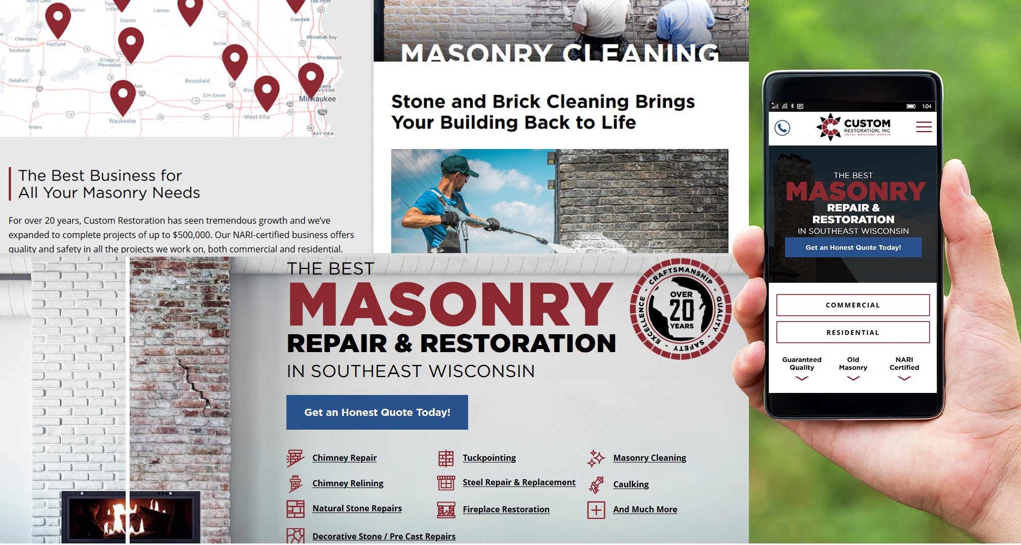 Milwaukee web design and development for Custom Restoration Inc.