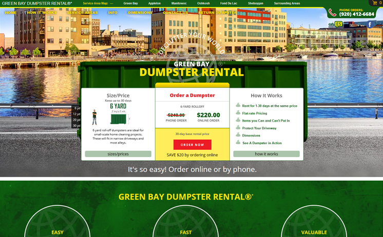 Green Bay dumpster rental provider hauls in the benefits of an attractive website by iNET