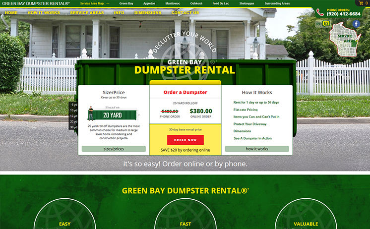 Green Bay dumpster rental provider hauls in the benefits of an attractive website by iNET Green Bay dumpster rental provider hauls in the benefits of an attractive website by iNET
