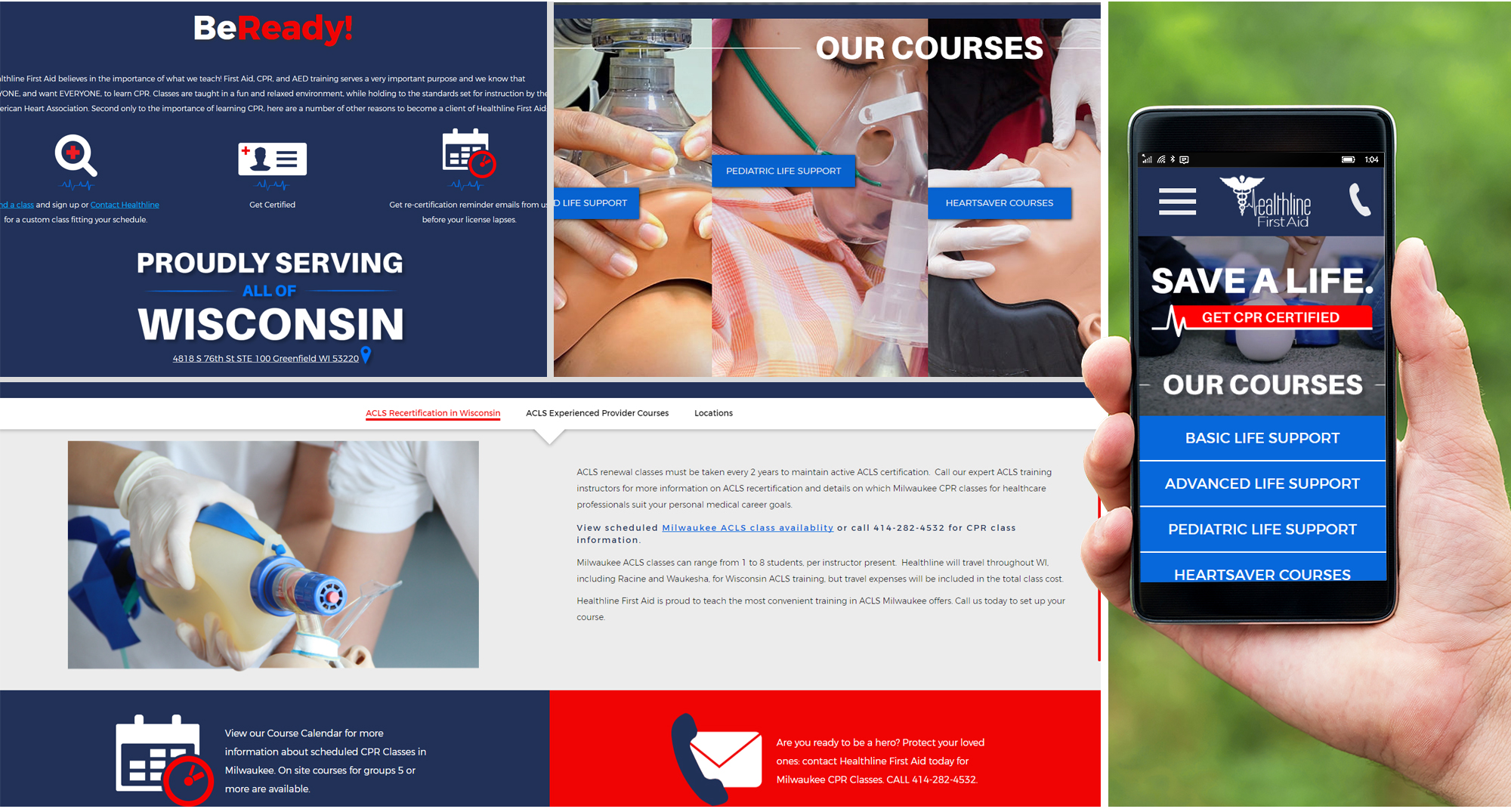 Milwaukee web marketing for Healthline First Aid 