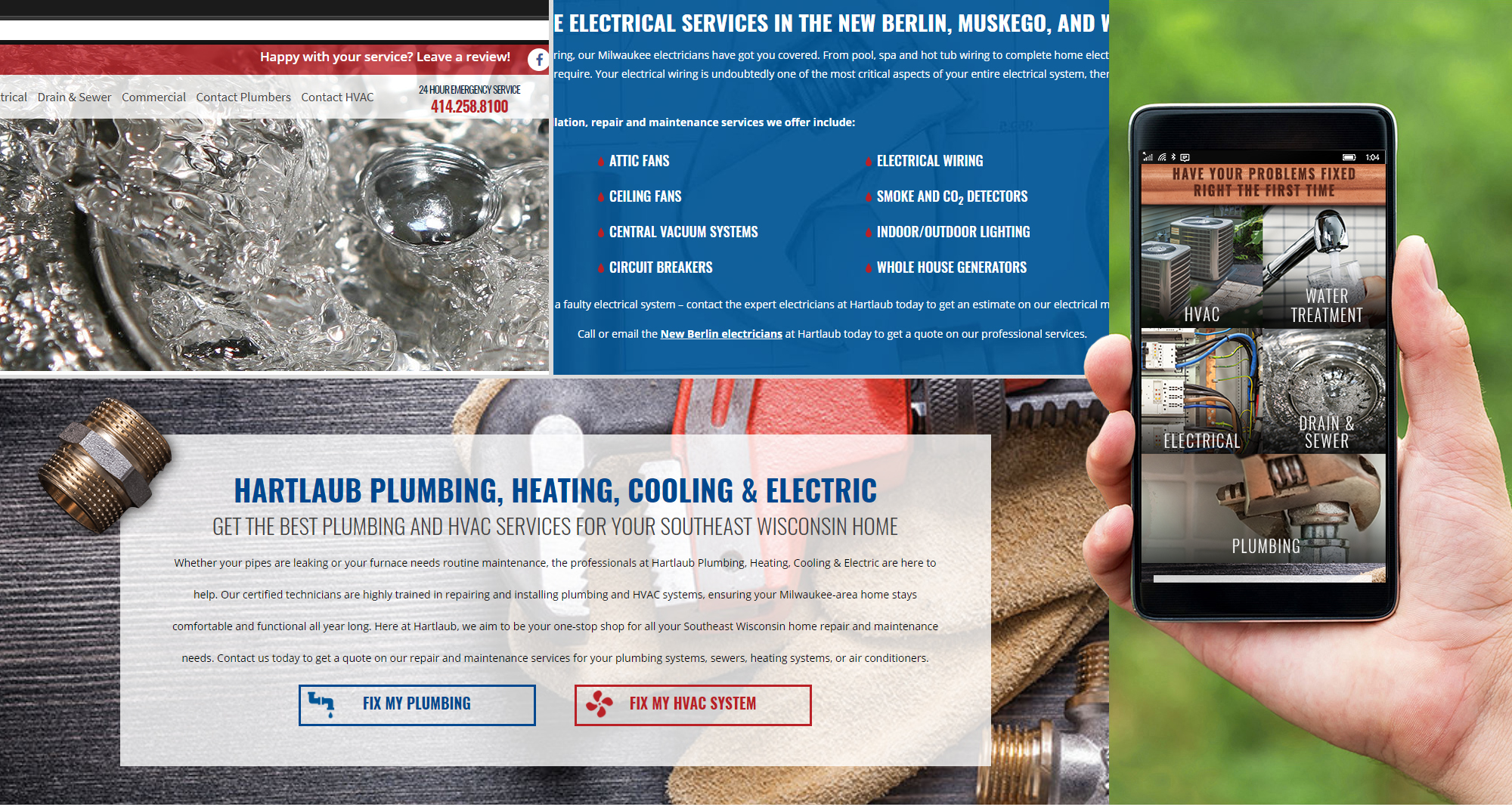 Milwaukee web marketing for Hartlaub Plumbing, Heating, Cooling and Electric Company