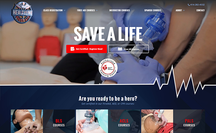 Waukesha website design and development with user friendly navigation for CPR Training Company