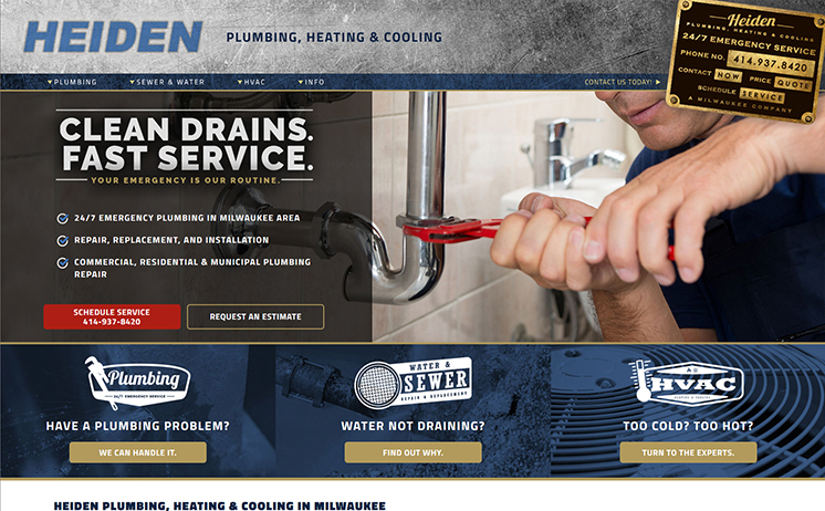 Milwaukee web design and development for Plumbing and HVAC Company Milwaukee web design and development for Plumbing and HVAC Company