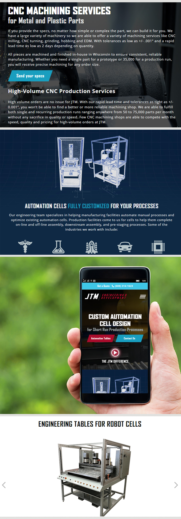 Milwaukee web marketing for  JTM Engineering & Development