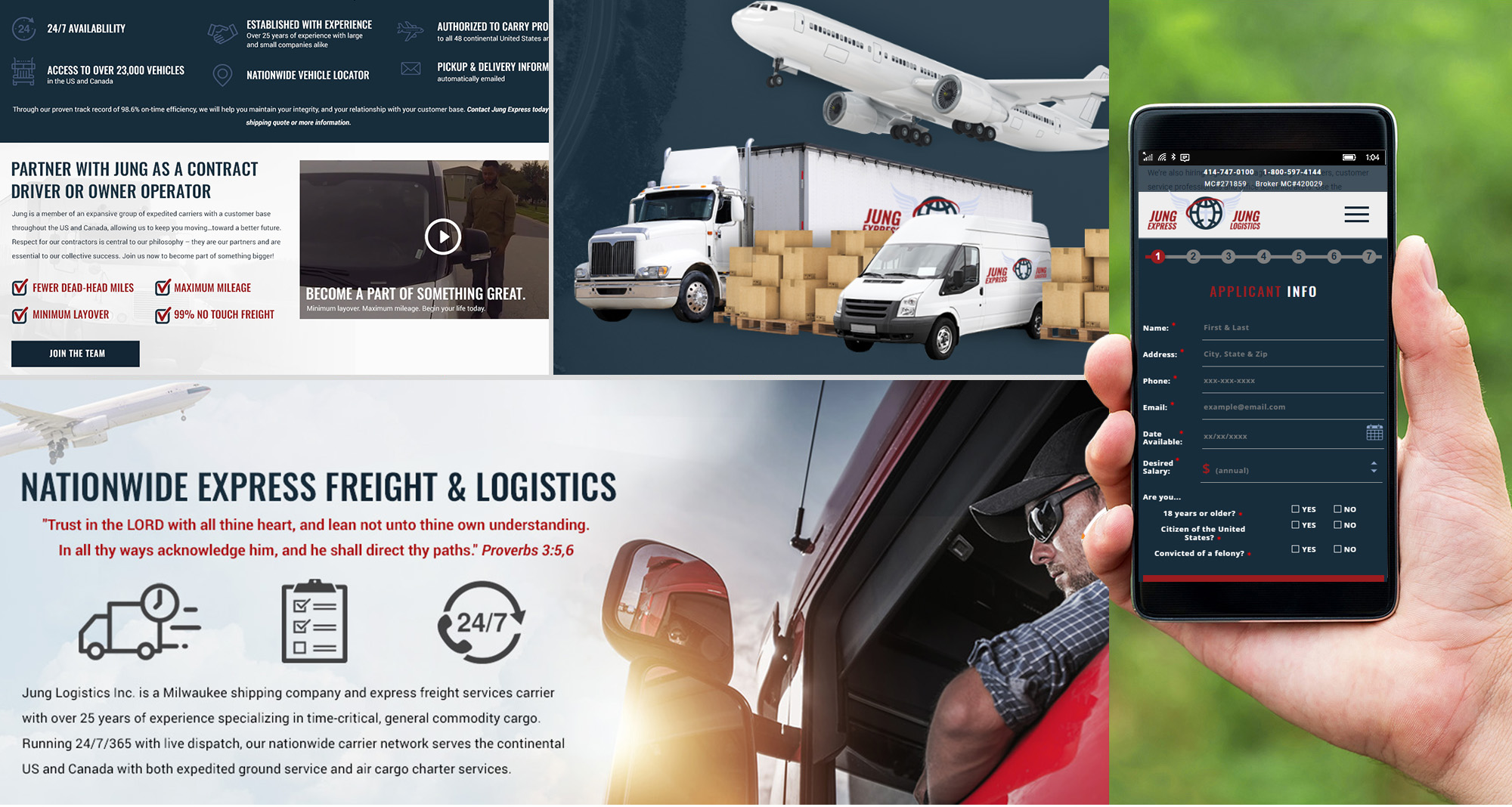 Milwaukee web marketing for Jung Logistics