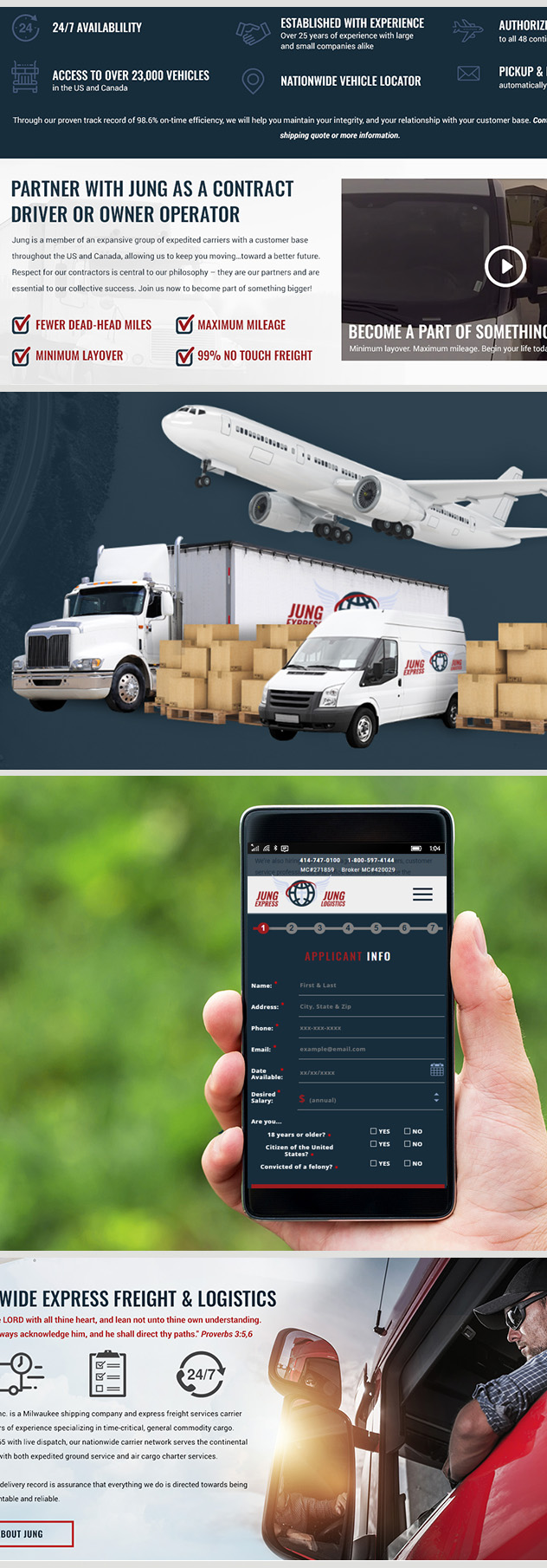 Milwaukee web marketing for Jung Logistics