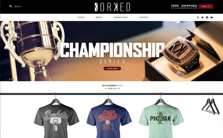 Korked's Web Developer  Baseball Apparel Website Design