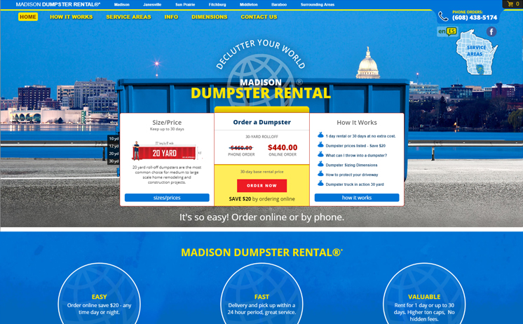 Madison dumpster rental provider hauls in benefits of an attractive website by iNET Madison dumpster rental provider hauls in benefits of an attractive website by iNET