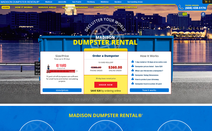 Madison dumpster rental provider hauls in benefits of an attractive website by iNET