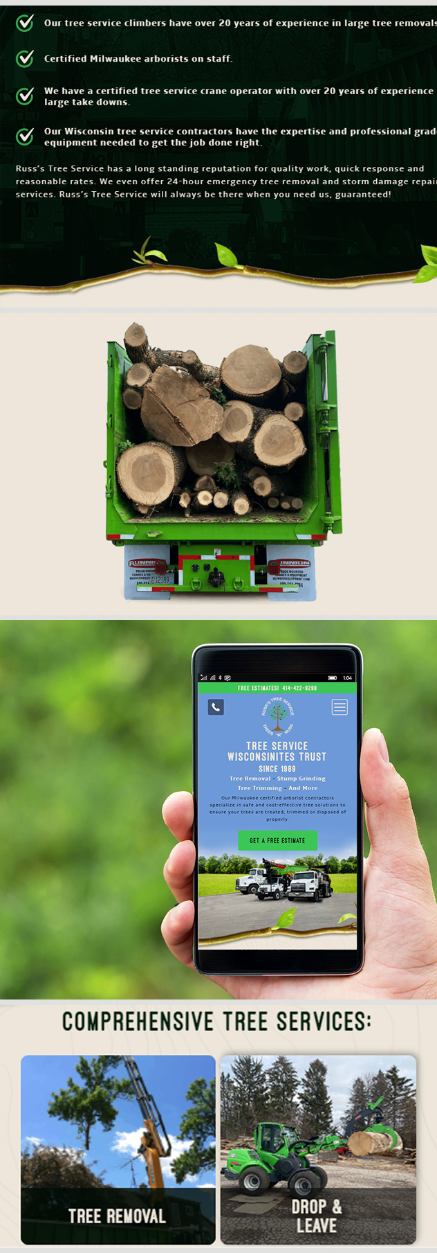 Milwaukee web marketing for Russ's Tree Service