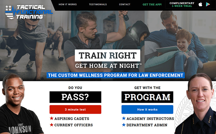 Tactical Functional Training website designed by Waukesha iNET Web