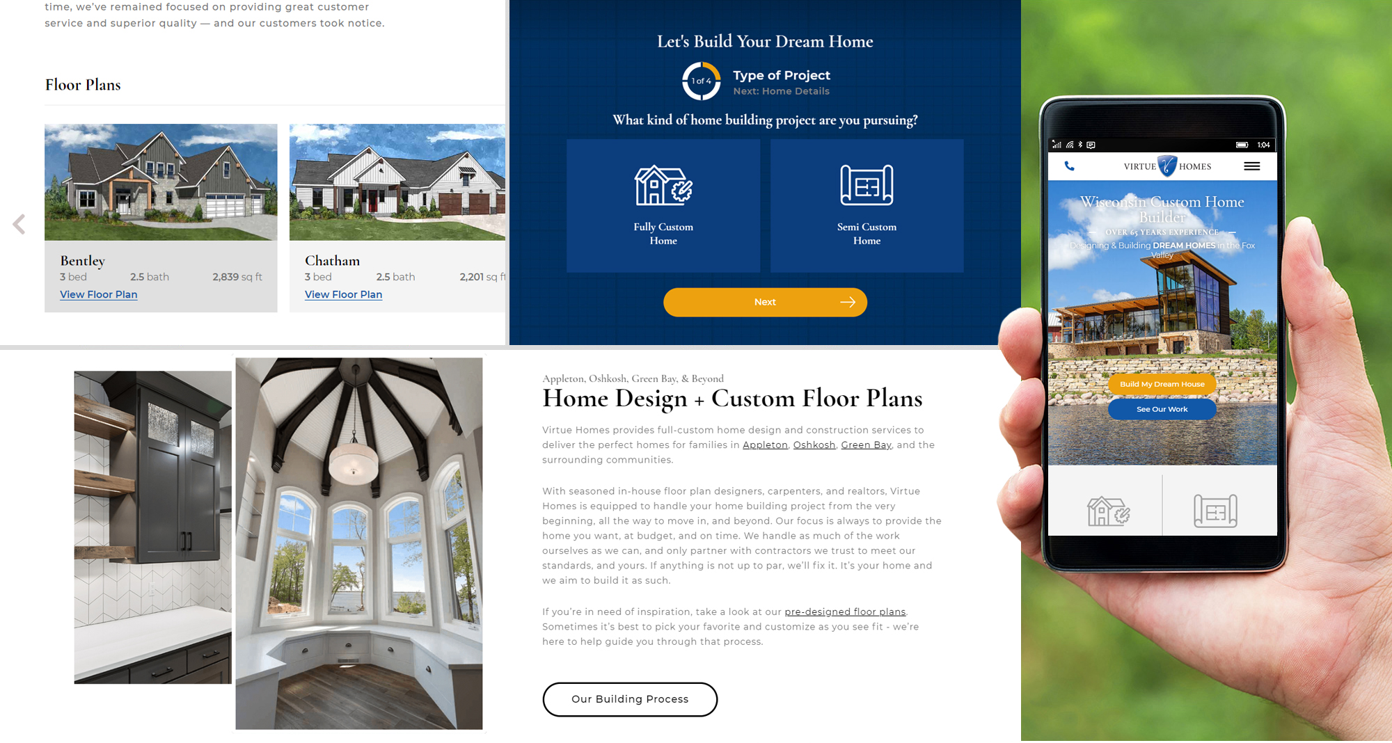 Milwaukee web marketing for Virtue Homes Custom Home Builder