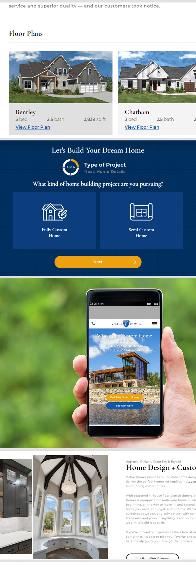 Milwaukee web marketing for Virtue Homes Custom Home Builder
