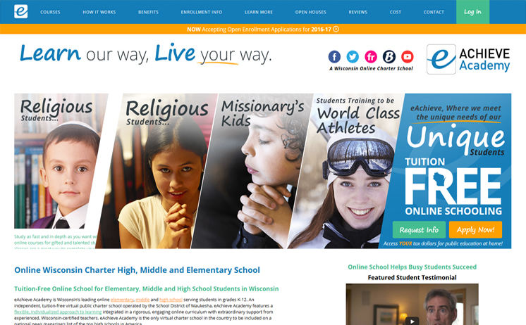 Waukesha online charter school succeeds with iNET's internet marketing and website design and development
