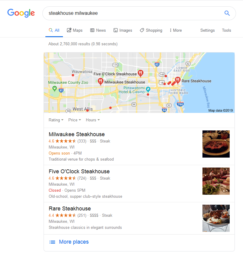 We research the highest ranking Google results Resturaunt Website Design in Milwaukee, WI