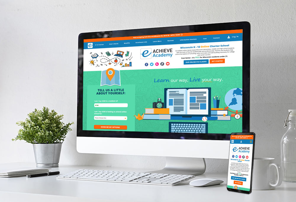 Mobile-responsive website for eAchieve built by iNET